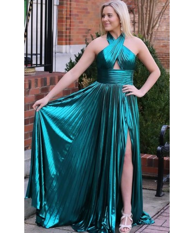 Sparkly Satin Prom Dresses Long with Slit Empire Waist A Line Keyhole Satin Formal Party Dress for Women AG083 Bred $29.99 Dr...