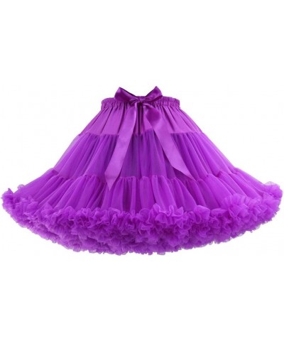 Women's Elastic Waist Chiffon Pettiskirts Puffy Tutu Tulle Princess Skirt Dark Purple $14.00 Skirts