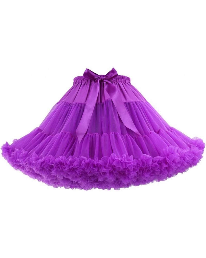 Women's Elastic Waist Chiffon Pettiskirts Puffy Tutu Tulle Princess Skirt Dark Purple $14.00 Skirts