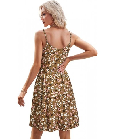 Womens' 2024 V Neck Floral/Solid Spaghetti Strap Summer Casual Swing Sundress with Pocket Floralz30 $15.00 Dresses