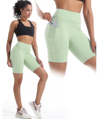 Women's High Waist Yoga Shorts Tummy Control Workout Running Compression Shorts with Pocket 9119 Black/Grey/Light Green,3 Pac...