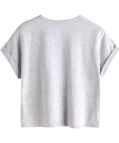 Women's Casual Round Neck Short Sleeve Soild Basic Crop Top T-Shirt Solid Grey $14.99 T-Shirts