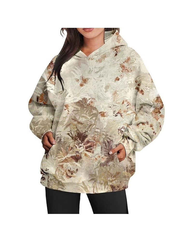 Women's Crewneck Camouflage Maple Leaf Sweatshirt Oversized Cotton Pullover Hoodie with Kangaroo Pocket for Women 04-camo $17...