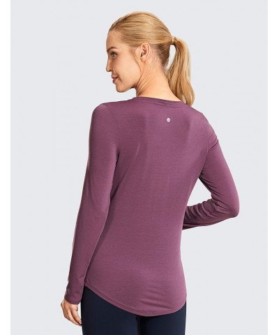 Women's Lightweight Quick-Dry Long Sleeve V-Neck Sports Shirt Athletic Tops Purplish $13.46 Activewear