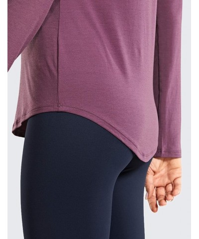 Women's Lightweight Quick-Dry Long Sleeve V-Neck Sports Shirt Athletic Tops Purplish $13.46 Activewear