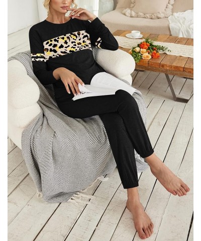 Women's Long-sleeve Crewneck Sweatsuits with Pocket A-black $17.64 Activewear