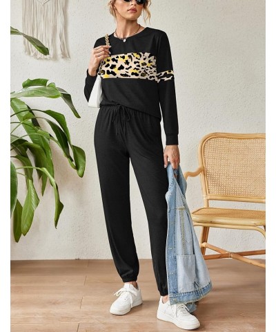 Women's Long-sleeve Crewneck Sweatsuits with Pocket A-black $17.64 Activewear