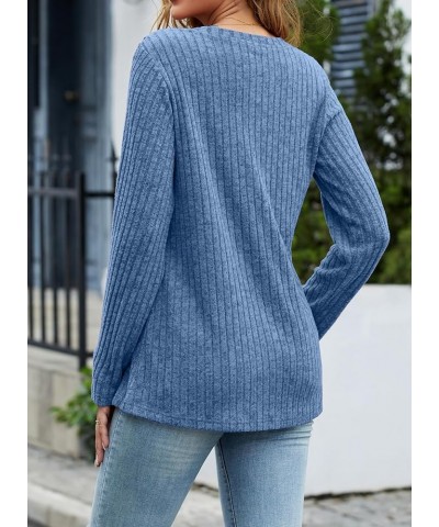 Sweaters for Women Trendy Long Sleeve Shirts Loose Fit Tunic Tops 2023 Blue $11.87 Sweaters