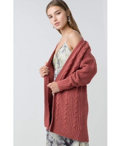 Women's Chunky Cable Knit Open Front Oversize Sweater Cardigan Rust $15.85 Sweaters