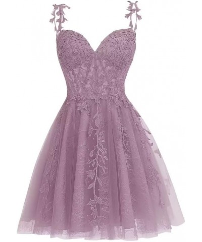 Women's Lace Applique Homecoming Dresses for Teens 2023 Tulle Short Spaghetti Straps Prom Graduation Dress Mauve $20.91 Dresses