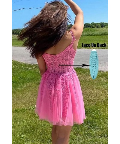 Women's Lace Applique Homecoming Dresses for Teens 2023 Tulle Short Spaghetti Straps Prom Graduation Dress Mauve $20.91 Dresses