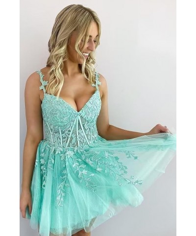 Women's Lace Applique Homecoming Dresses for Teens 2023 Tulle Short Spaghetti Straps Prom Graduation Dress Mauve $20.91 Dresses