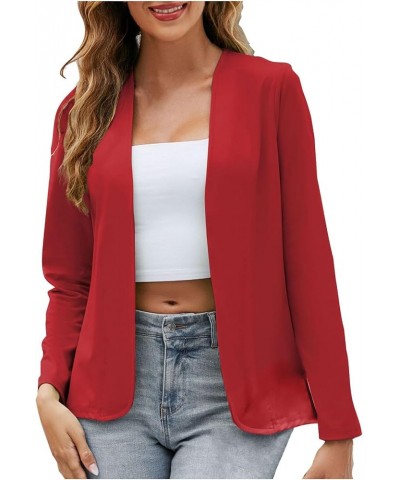 Womens Casual Business Blazers Fashion Long Sleeve Tops Open Front Work Office Tops Velvet Solid Color Jacket Coats Coatsred ...