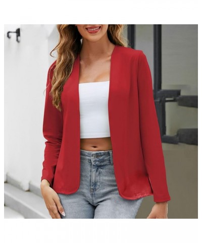 Womens Casual Business Blazers Fashion Long Sleeve Tops Open Front Work Office Tops Velvet Solid Color Jacket Coats Coatsred ...