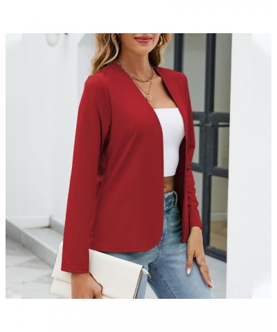 Womens Casual Business Blazers Fashion Long Sleeve Tops Open Front Work Office Tops Velvet Solid Color Jacket Coats Coatsred ...