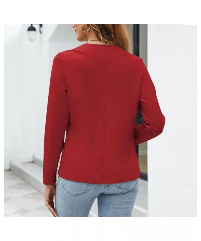 Womens Casual Business Blazers Fashion Long Sleeve Tops Open Front Work Office Tops Velvet Solid Color Jacket Coats Coatsred ...