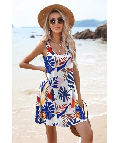 Womens Summer Beach Cover Up Dresses Loose Swimsuit Coverup Tank Sundress Pattern 2 $17.97 Swimsuits