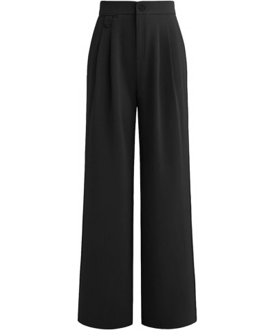 Women's High Waisted Work Pants Pleated Office Casual Straight Leg Dress Pants Trousers with Pockets Black $20.39 Pants