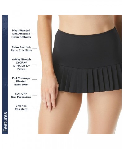 Sophie Pleated Skirted Swim Bottom — Sporty Skirt with Attached Bikini 001 Black $28.50 Swimsuits