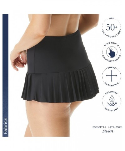 Sophie Pleated Skirted Swim Bottom — Sporty Skirt with Attached Bikini 001 Black $28.50 Swimsuits