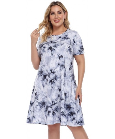 Womens Tie Dye Dress Plus Size Casual Boho Sundress Summer Sleeveless Dresses Tie Dye Black $12.48 Dresses