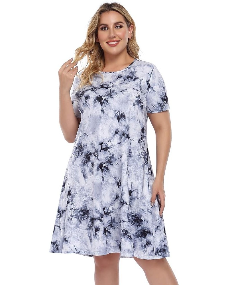 Womens Tie Dye Dress Plus Size Casual Boho Sundress Summer Sleeveless Dresses Tie Dye Black $12.48 Dresses