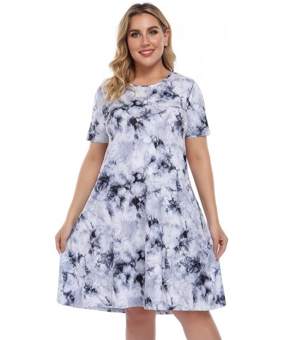 Womens Tie Dye Dress Plus Size Casual Boho Sundress Summer Sleeveless Dresses Tie Dye Black $12.48 Dresses