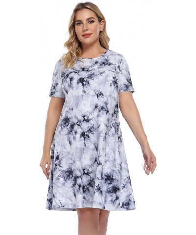 Womens Tie Dye Dress Plus Size Casual Boho Sundress Summer Sleeveless Dresses Tie Dye Black $12.48 Dresses