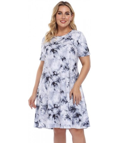 Womens Tie Dye Dress Plus Size Casual Boho Sundress Summer Sleeveless Dresses Tie Dye Black $12.48 Dresses