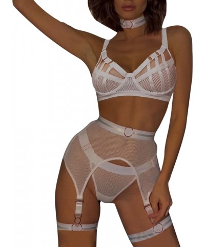 Teddy Lingerie For Women Cute Lingerie For Women Fishnet Bra Sexy Underwear Set Sexy Pajamas European And Amer White $10.25 L...