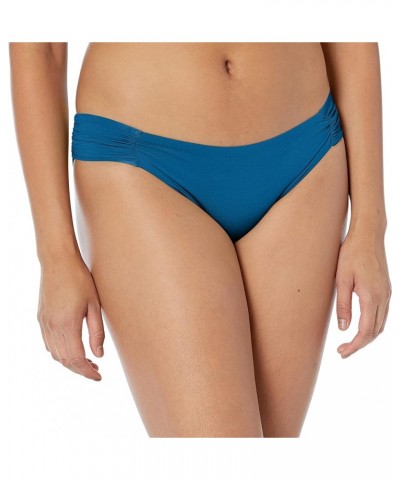 Women's Shirred Side Hipster Pant Bikini Swimsuit Bottom Dark Teal $14.79 Swimsuits