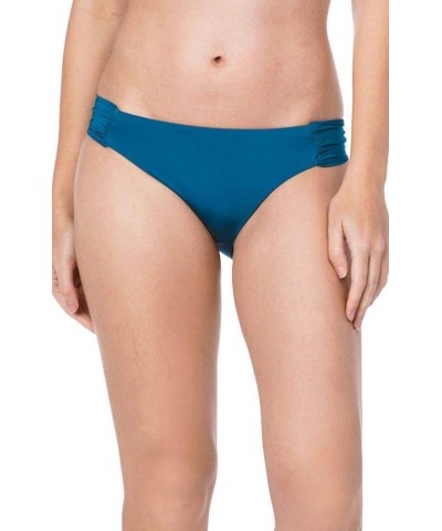 Women's Shirred Side Hipster Pant Bikini Swimsuit Bottom Dark Teal $14.79 Swimsuits