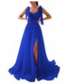 Lace Appliques Prom Dresses Long Ball Gown with Slit Tulle Sweetheart Evening Party Gowns Royal Blue $30.00 Dresses