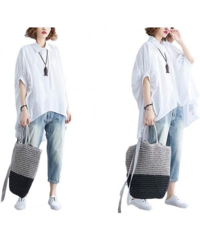 Casual Loose Cute Dot Blouse Oversize Soft T-Shirt Women Button Down Tops Tees Style 2-white $14.03 Blouses