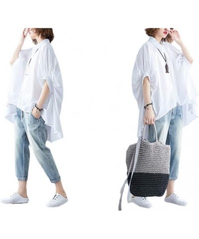 Casual Loose Cute Dot Blouse Oversize Soft T-Shirt Women Button Down Tops Tees Style 2-white $14.03 Blouses