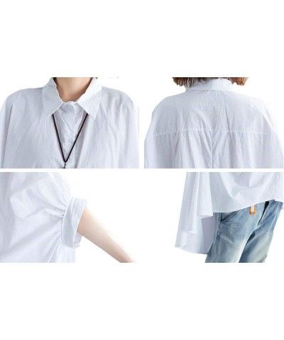 Casual Loose Cute Dot Blouse Oversize Soft T-Shirt Women Button Down Tops Tees Style 2-white $14.03 Blouses