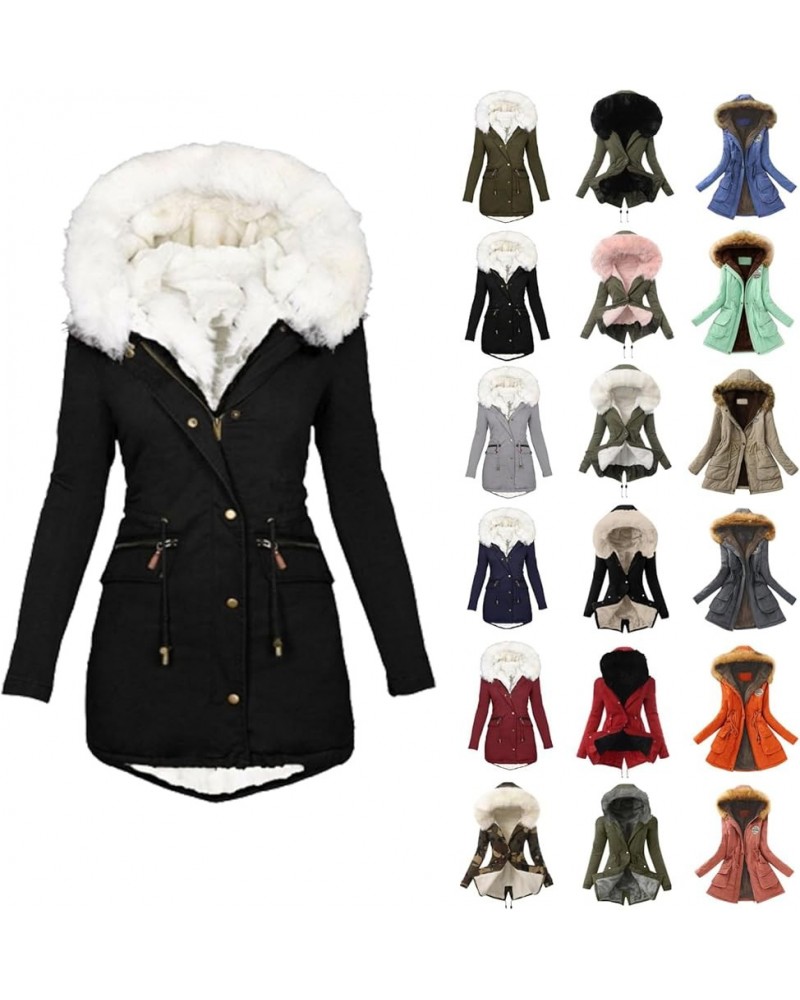 Womens Winter Coats Warm Thickened Sherpa Lined Parkas Jacket Windproof Hooded Outerwear Plus Size Puffer Down Jackets D02 Da...