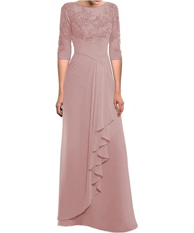 Women's Mother of The Bride Dresses for Wedding with Sleeves Long Chiffon Lace Formal Evening Gown Dusty Rose $34.00 Dresses