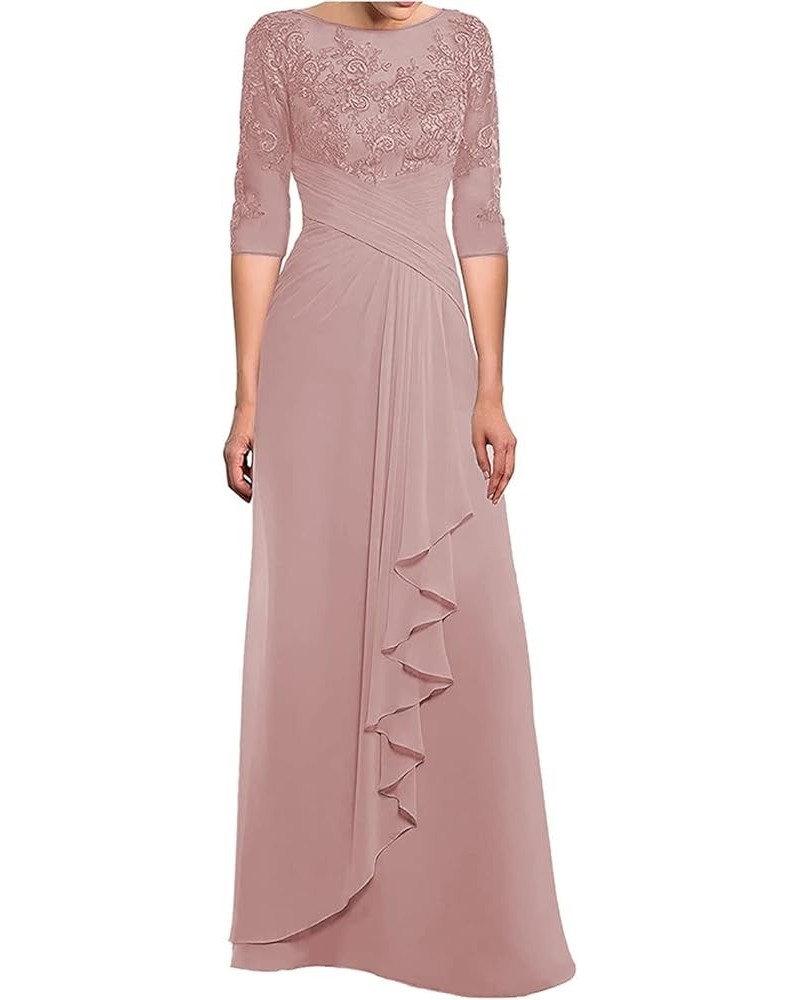 Women's Mother of The Bride Dresses for Wedding with Sleeves Long Chiffon Lace Formal Evening Gown Dusty Rose $34.00 Dresses