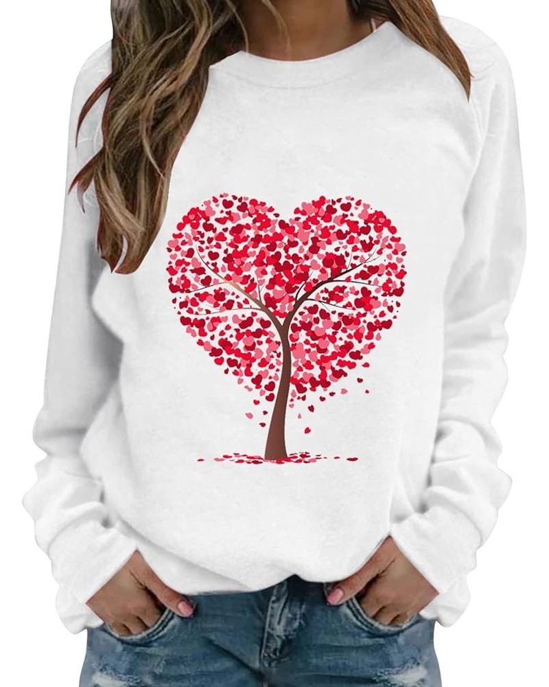 Valentine Sweatshirts for Women 2024 Casual Fashion Cute Love Heart Print Graphic Sweater Plus Size Long Sleeve Shirts Tops 1...