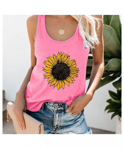 Womens Summer Sunflower Graphic Tank Tops,Daisy Sleeveless Basic Tee Shirts Letter Print T-Shirt Blouse Pink $5.03 Tanks