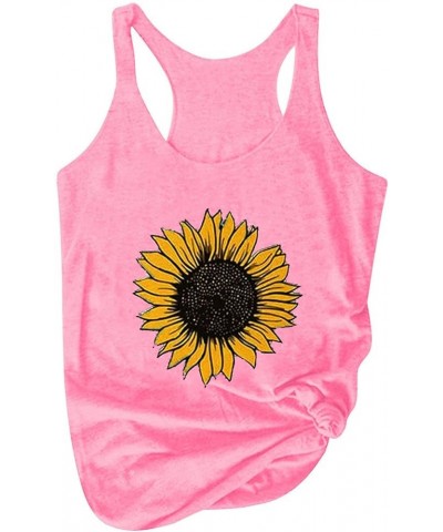 Womens Summer Sunflower Graphic Tank Tops,Daisy Sleeveless Basic Tee Shirts Letter Print T-Shirt Blouse Pink $5.03 Tanks