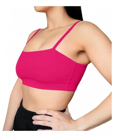 Women's Workout Bandeau Sports Bras Training Fitness Running Yoga Crop Tank Top Rose Red $13.12 Lingerie