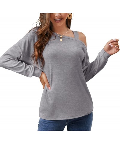 Women's Long Sleeve Tunic Tops Casual Cold Shoulder Blouse Shirts B4 Vg-gray $16.23 Blouses