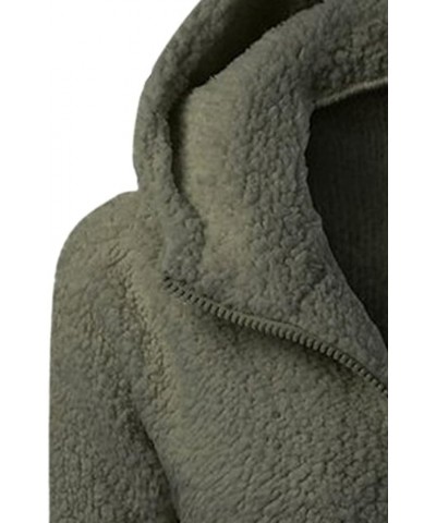 Women's Sherpa Fleece Jacket Plus Size Hooded Winter Warm Teddy Coat Zip Up Soft Fluffy Hoodies Jackets With Pockets 10-army ...