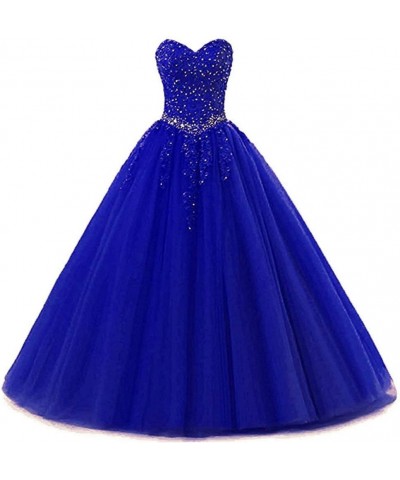 Women's Sweetheart Lace Quinceanera Dresses Appliques Sweet 16 Quinceanera Ball Gown Royal Blue $49.50 Dresses