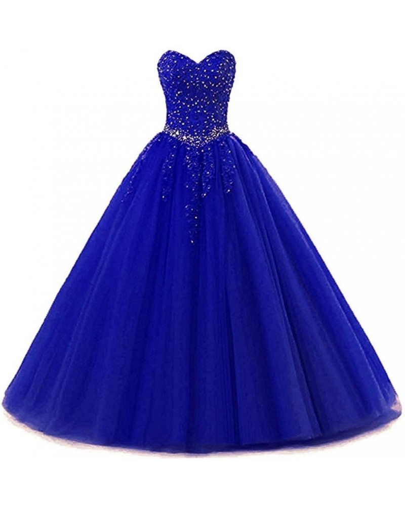 Women's Sweetheart Lace Quinceanera Dresses Appliques Sweet 16 Quinceanera Ball Gown Royal Blue $49.50 Dresses