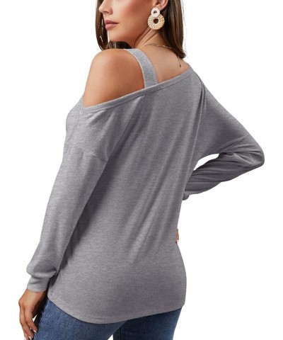 Women's Long Sleeve Tunic Tops Casual Cold Shoulder Blouse Shirts B4 Vg-gray $16.23 Blouses