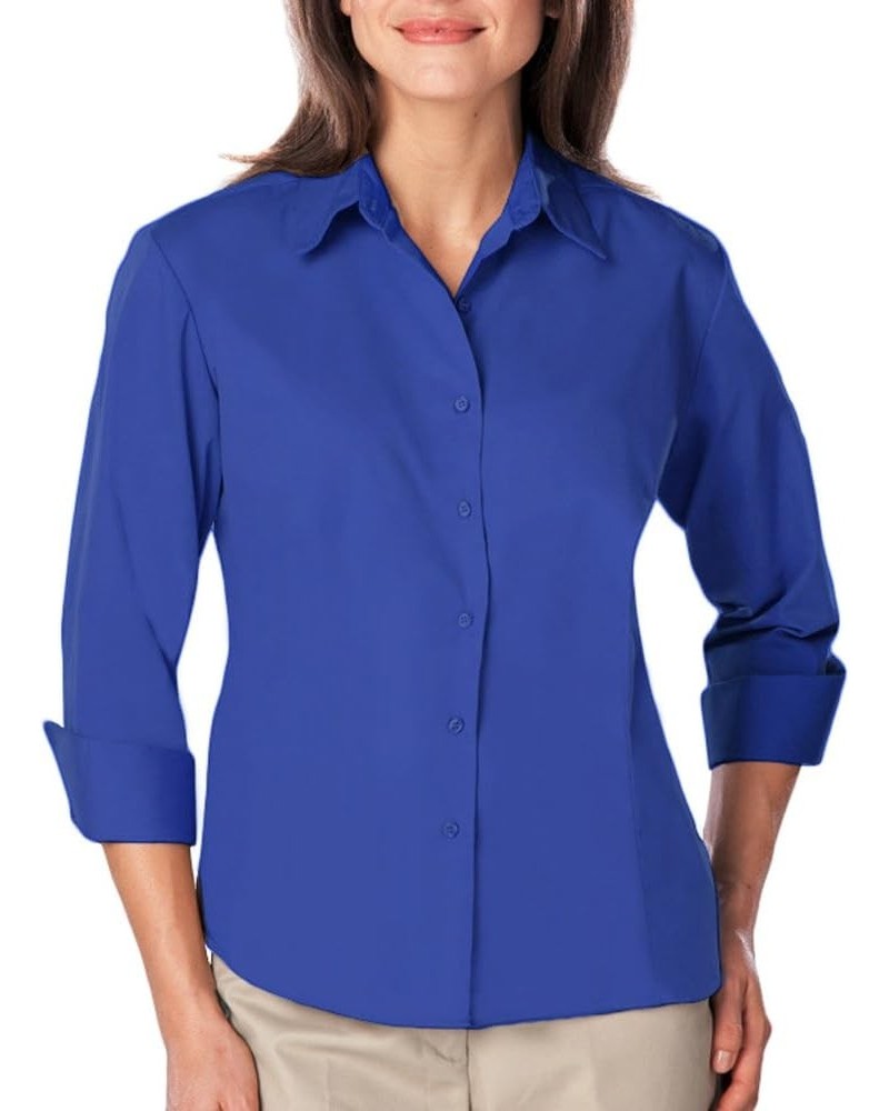 BG6260 - Ladies 3/4 Sleeve Easy Care Poplin with Matching Buttons Royal $18.89 Blouses