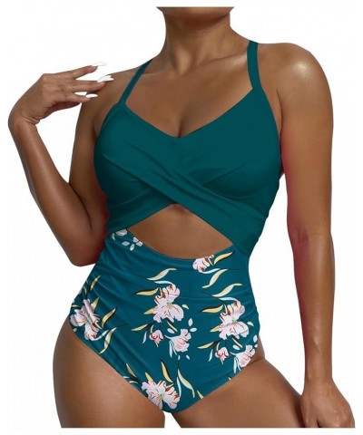 Swim Suits for Women 2024 Bathing Suit One Piece Swimsuit Womens Fashion Tummy Control Cutout Wrap Tie Back Bikini Sets 11gre...